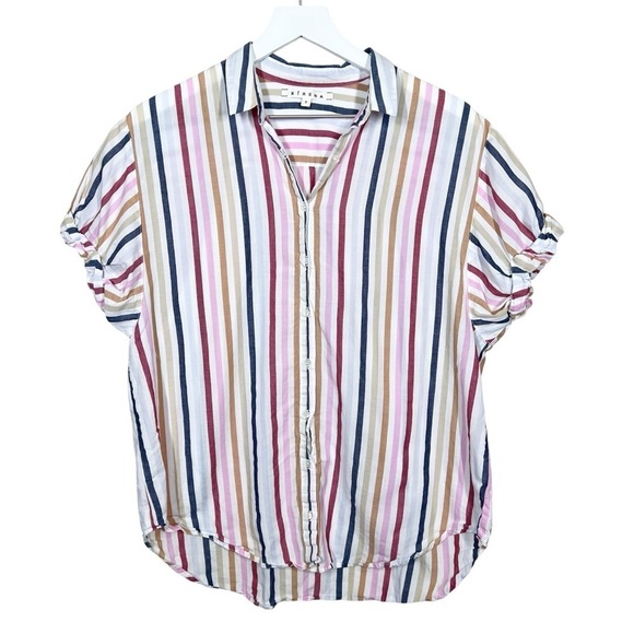 Xirena Womens Multicolor Stripe Le Marais Channing Button Up Shirt Size Small - Picture 1 of 8